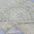 Neutral Anatolian Rug 9x12 Ivory Aqua Medallion Hand Knotted Vintage Wool