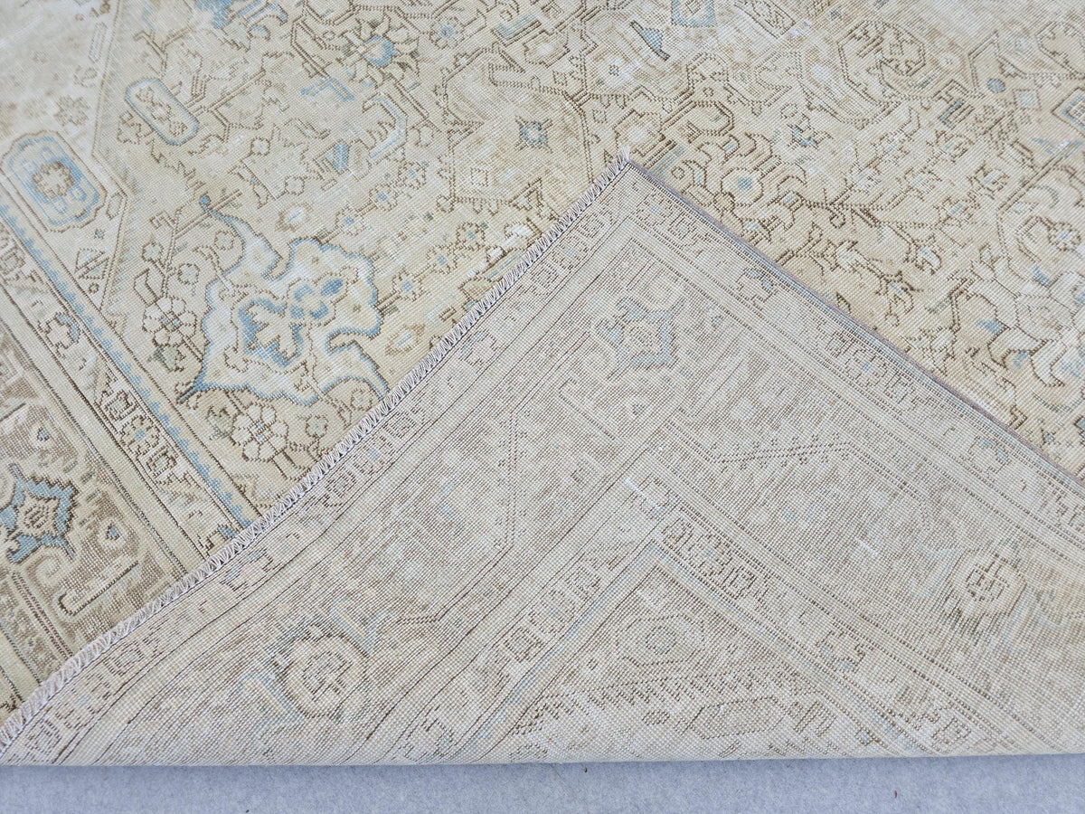 Large Vintage Turkish Rug 9x12 Neutral Oushak Area Rug Double Knot Handwoven
