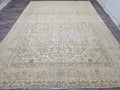 9.5x12.60 feet Handmade Wool Oushak Area Rug Neutral Geometric Beige and Brown rug
