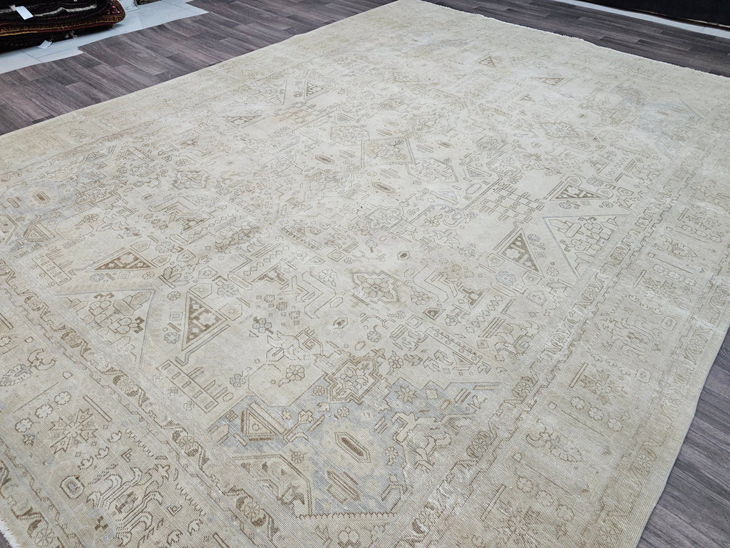9x12 Vintage Oushak Rug: Hand-Knotted Distressed Wool Area Rug