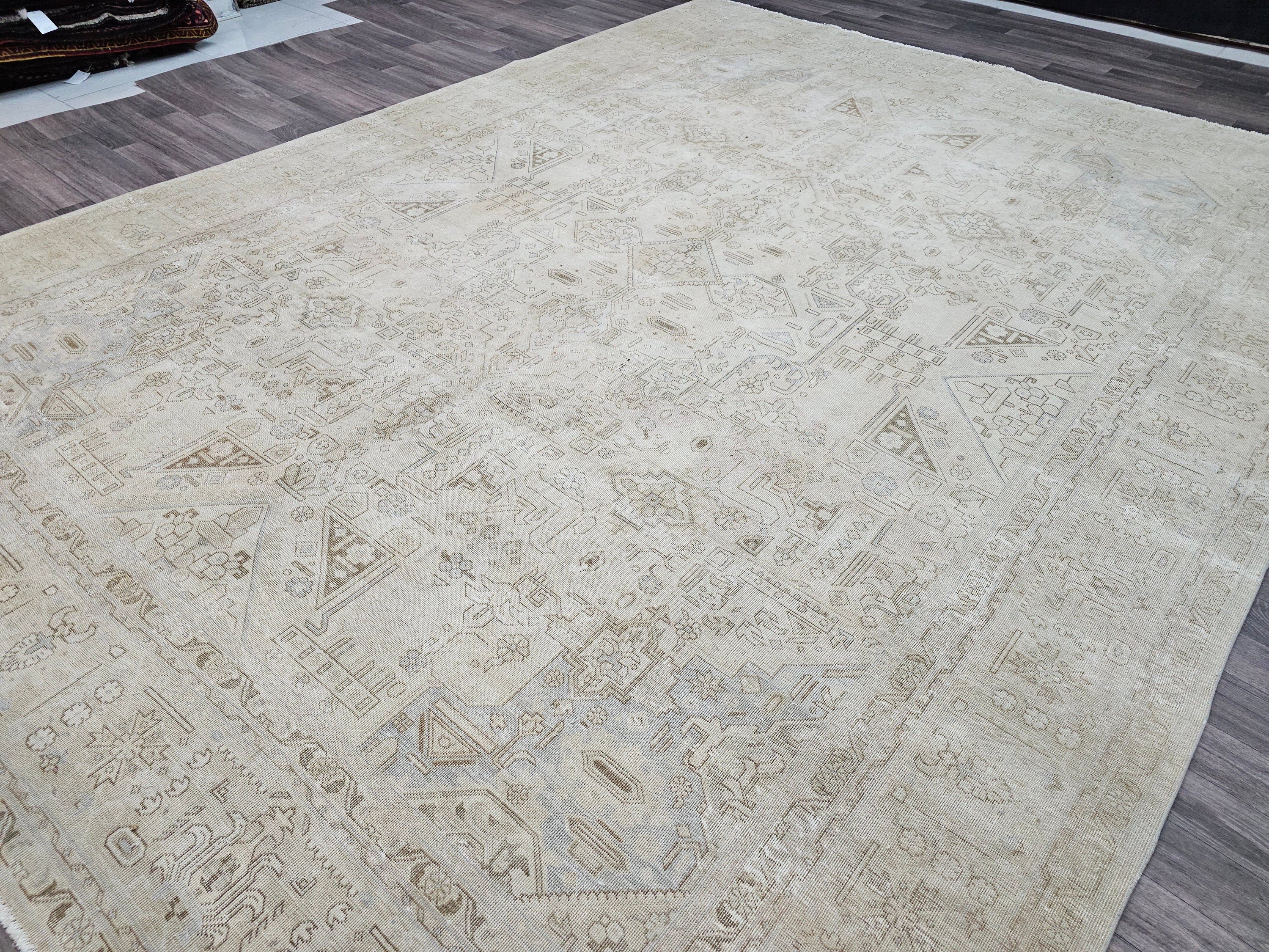 9x12 Vintage Oushak Rug: Hand-Knotted Distressed Wool Area Rug