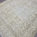 Vintage Oushak Turkish Rug: 8x11 Beige Cream Wool Area Rug