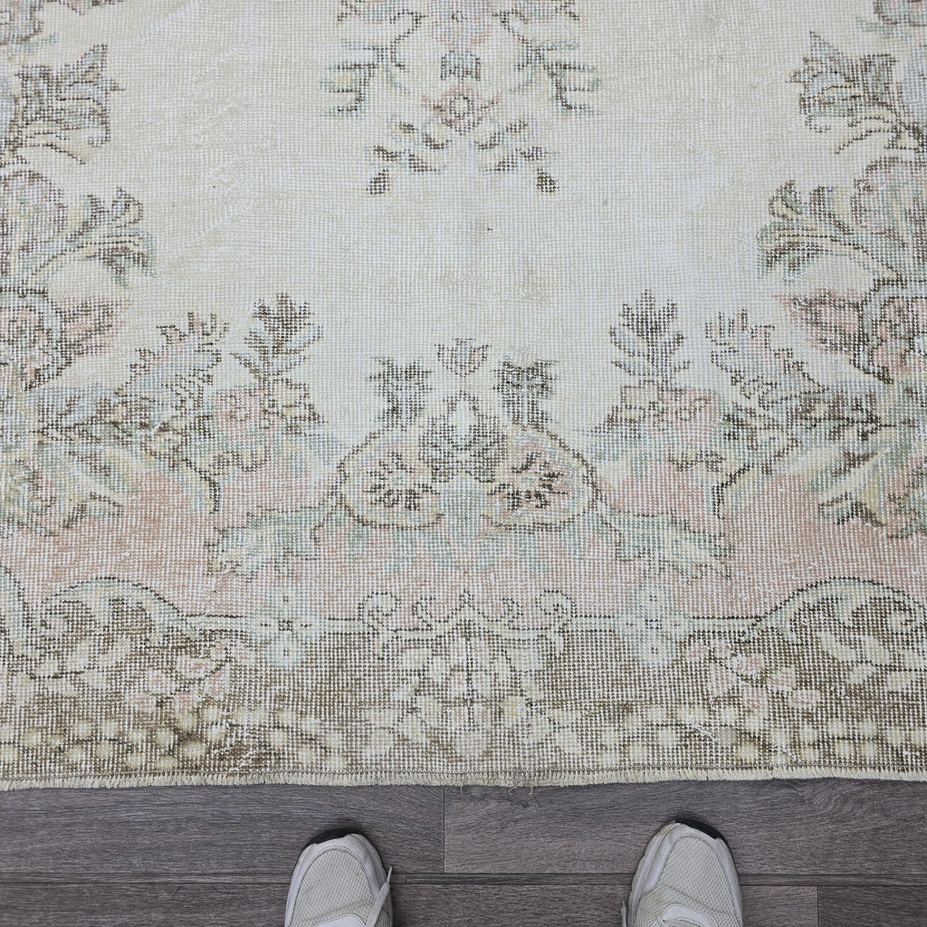 6x9 Vintage Pink Oushak Rug, Wool Anatolian Carpet