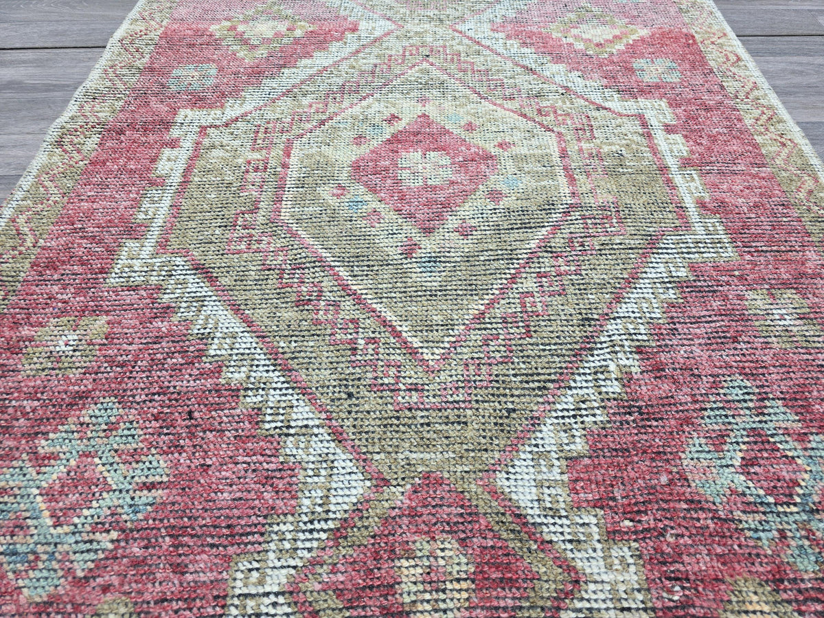 Handknotted Turkish Oushak Runner: 4x11 Wool Hallway Rug