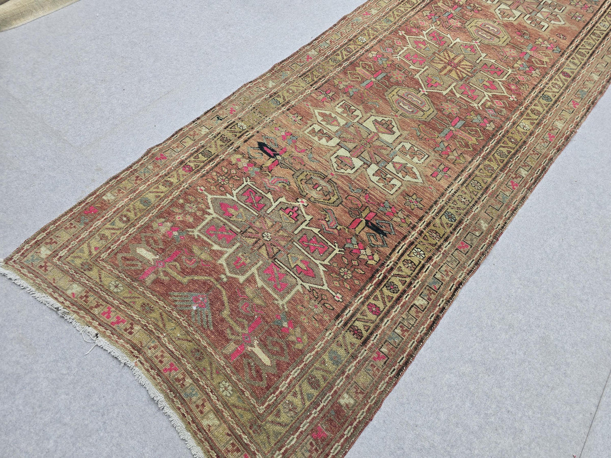 3.5x11 Authentic Vintage Runner Rug - Hand Knotted Wool Runner - Oushak Hallway Runner - Traditional Oriental Wool Rug for Home Decor