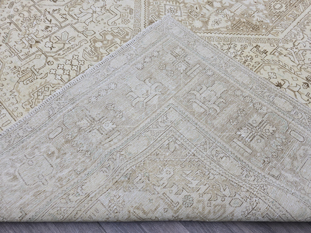 10x12 Ivory Anatolian Rug: Large Wool Oushak Geometric Carpet