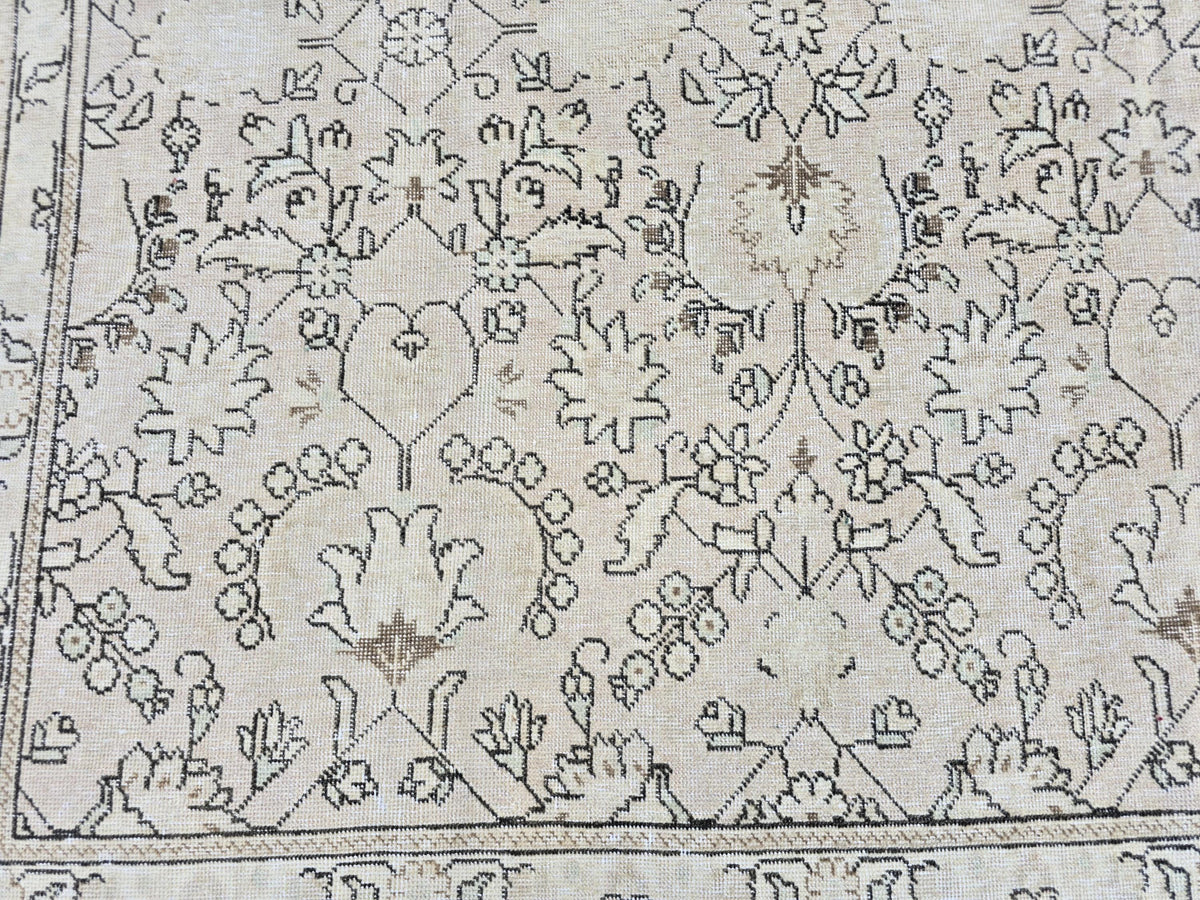 Oushak Rug 10x12 Cream Floral Vintage Hand Knotted Wool Area Carpet