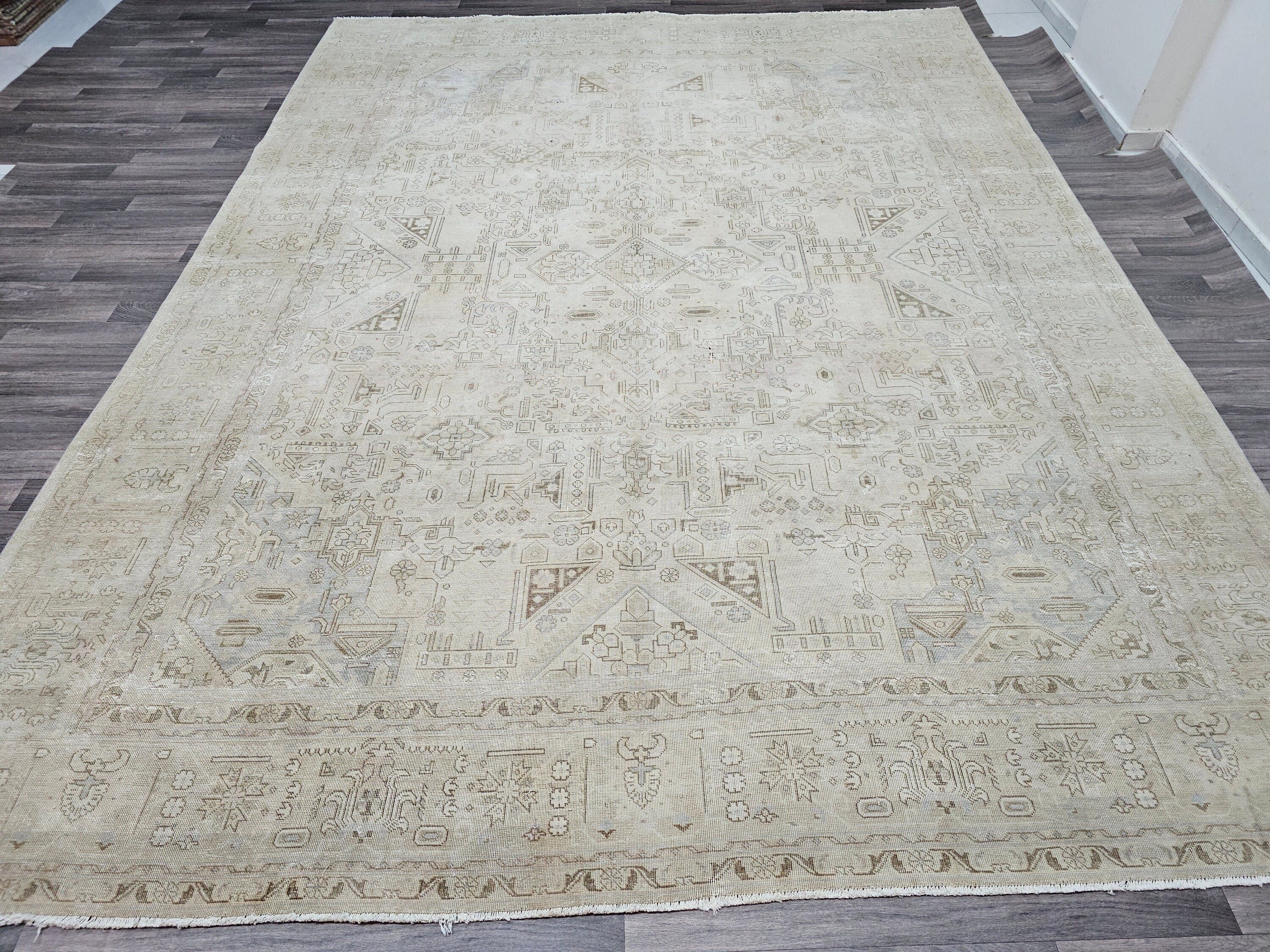 9x12 Vintage Oushak Rug: Hand-Knotted Distressed Wool Area Rug
