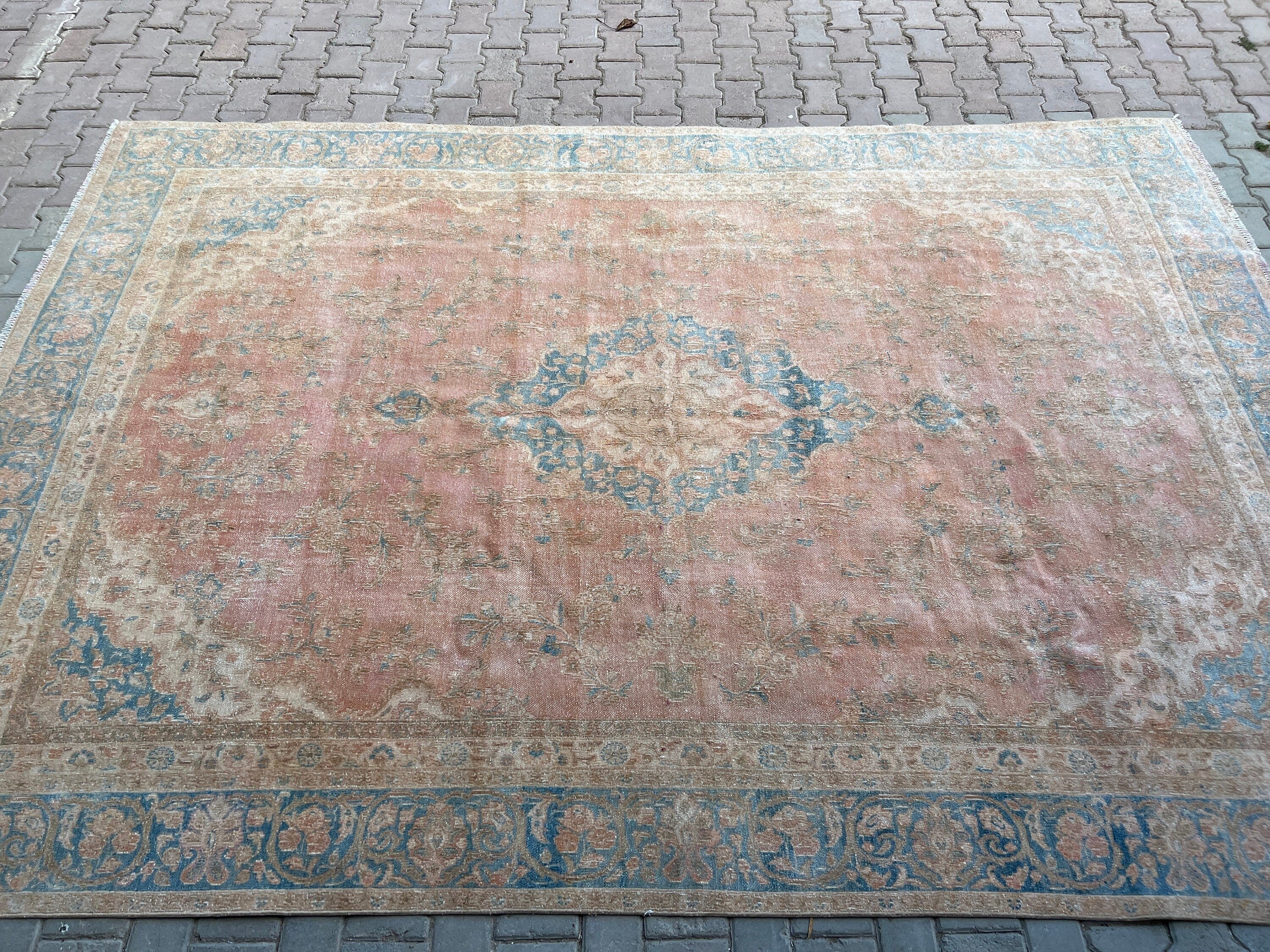 8x12 feet Vintage Turkish Area Rug for Bedroom and Livingroom