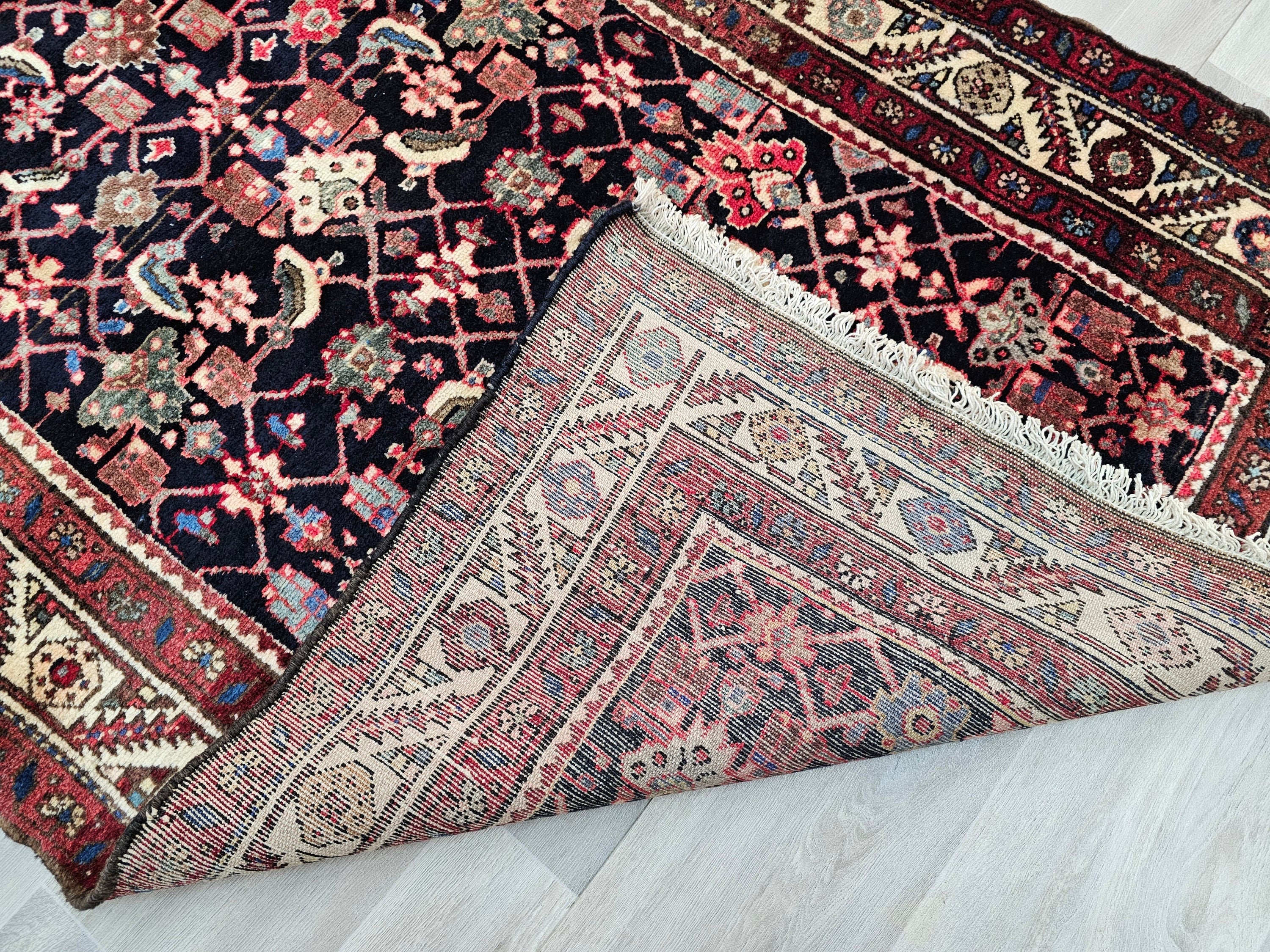 Hand Knotted Wool Runner Rug: Vintage Turkish Hallway Rug (3.70x10 feet)