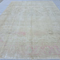Vintage Oushak Rug 9.5x12.5 ft: Hand-Knotted Wool, Muted Beige Brown Pink