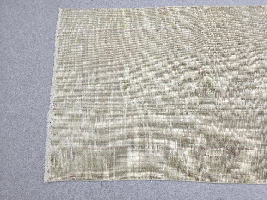 3x12 Oushak Runner Rug, Faded Solid Beige Turkish Wool Hallway Runner, Distressed Minimalist Anatolian Corridor Rug, Neutral Boho Decor