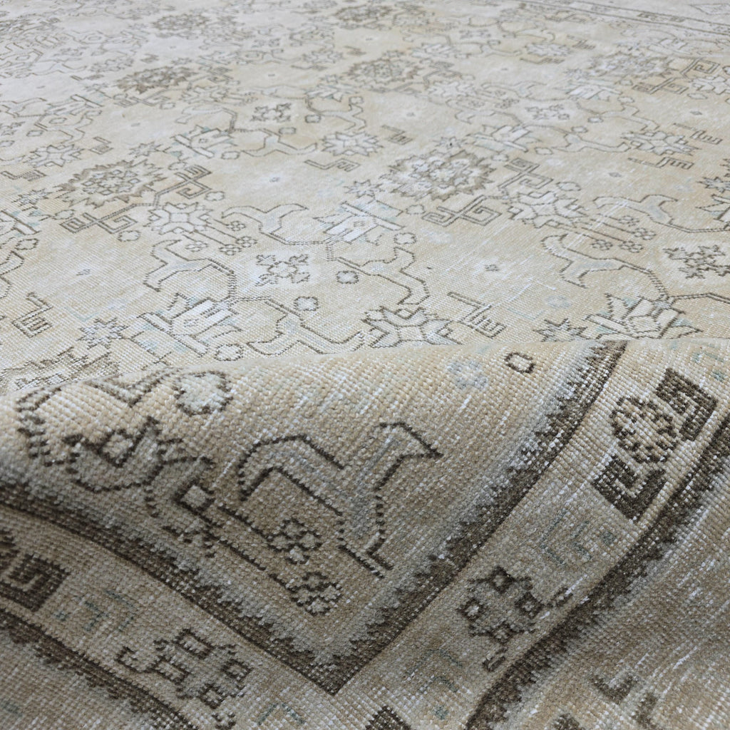 9x13 Classic Vintage Oushak Area Rug Cream Beige Brown/ 9.25 x 13 feet
