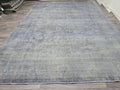 10x13 Vintage Handwoven Oushak Rug , Faded Neutral Turkish Area Rug, Muted Blue Gray Wool Carpet, Distressed Antique Style Rug