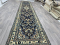 Hand Knotted Wool Runner Rug: 3x16 ft Vintage Turkish Oriental Design