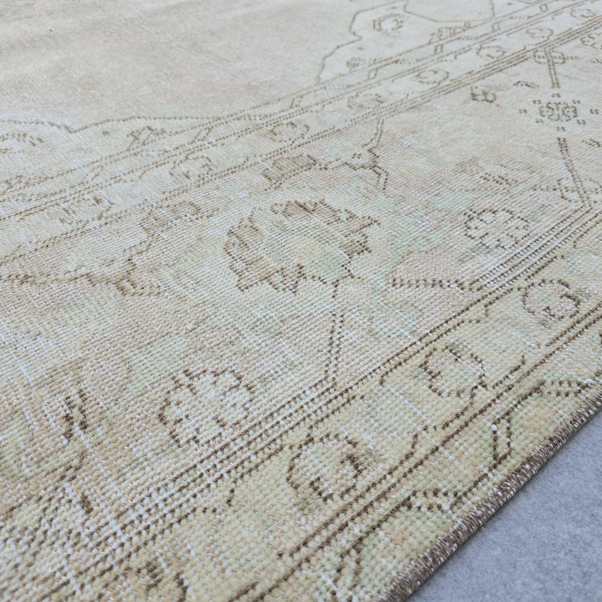 Oversized Blush Vintage Turkish Rug: 9x12 Neutral Wool Area Rug