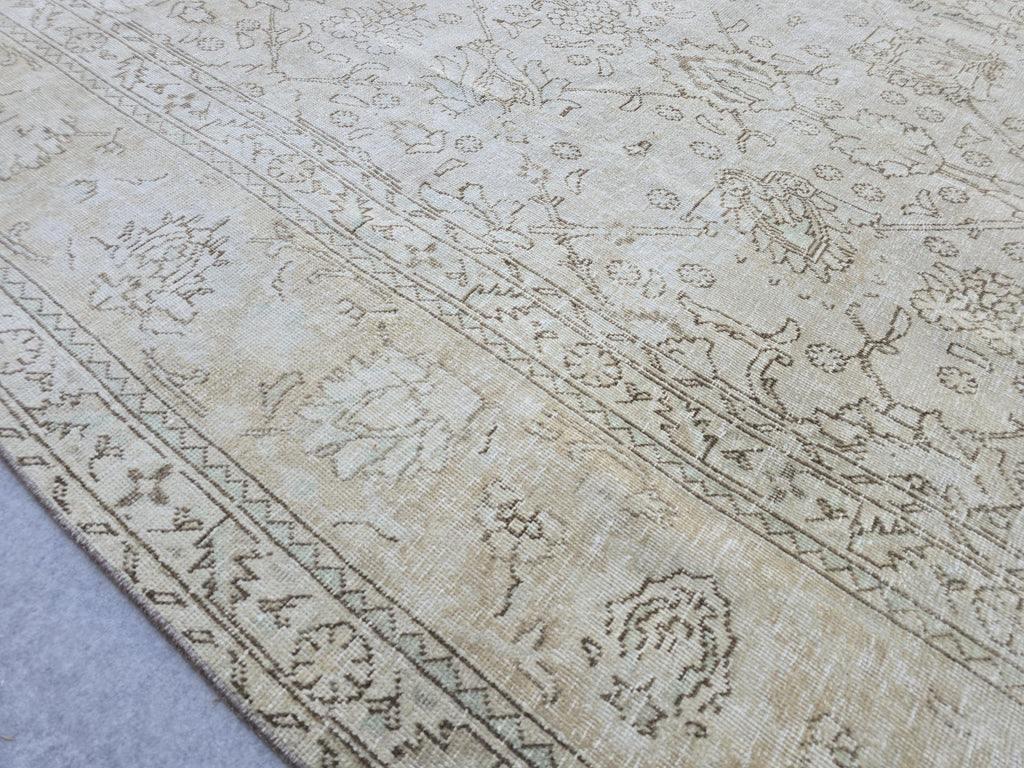 10x13 Classic Muted Vintage Area Rug/ Handmade Wool Oushak rug Beige Brown