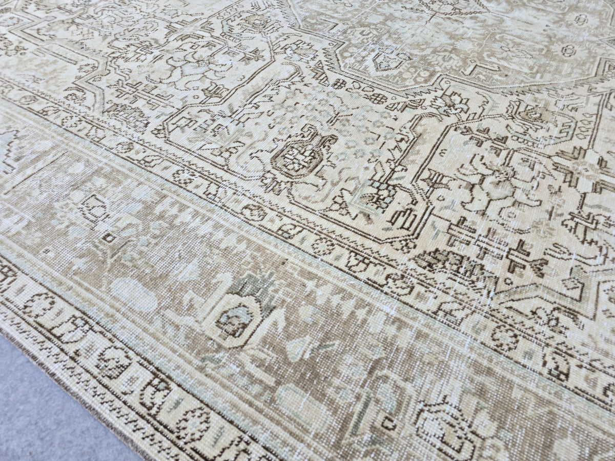 9x12 Neutral  Turkish Arean Rug Hand Knotted Vintage // 9.3x12.20 feet