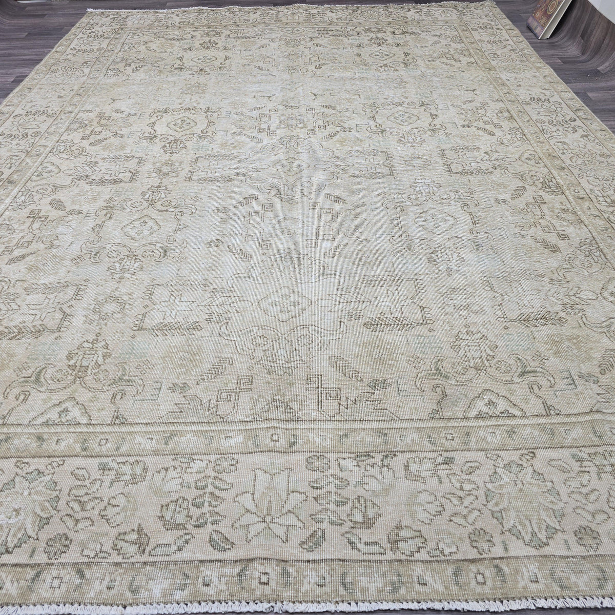 10x13 Neutral HandKnotted Wool Oushak Area Rug // 9.50x12.60 feet