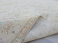 9x12 Vintage Neutral area Rug for Livingroom - High Quality Wool Oushak Area Rug - Handmade Turkish Area Rug for Bedroom