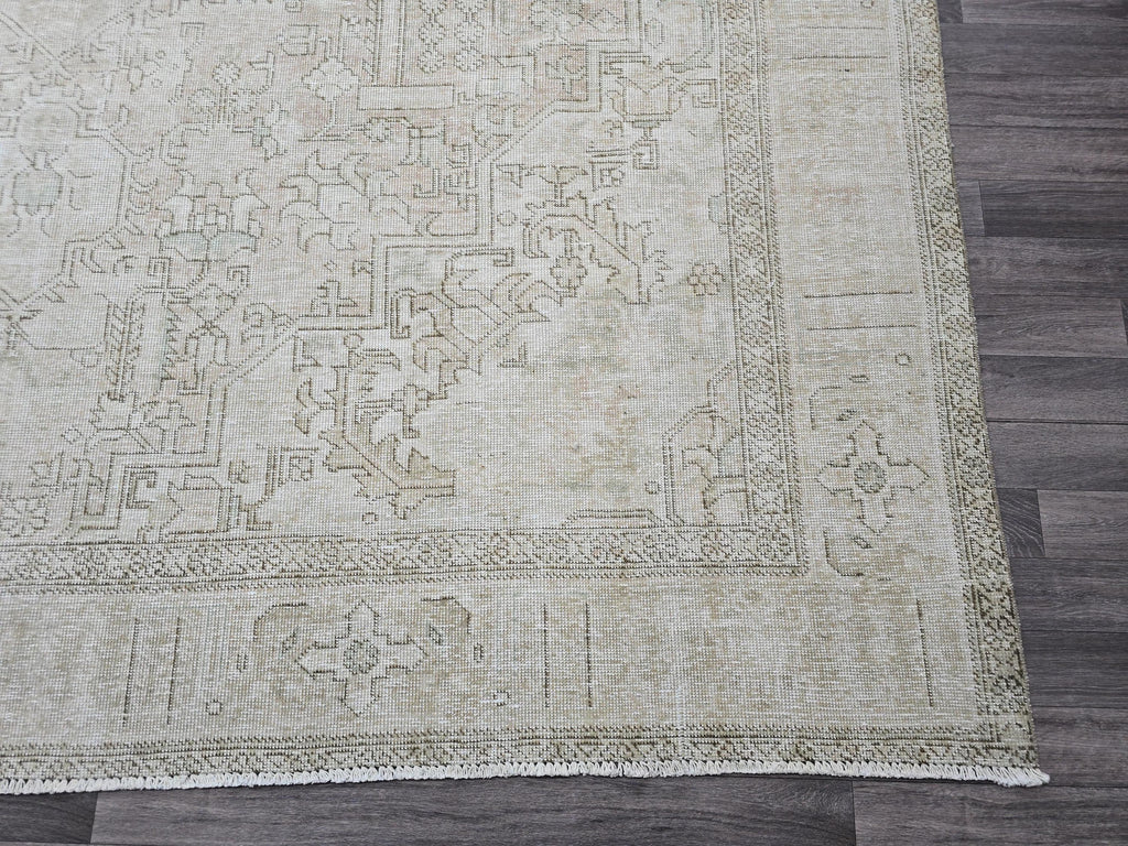Oushak Rug 9x12 Neutral Hand Knotted Vintage Oversize Turkish Rug Geometric // 9.50x12.50 feet