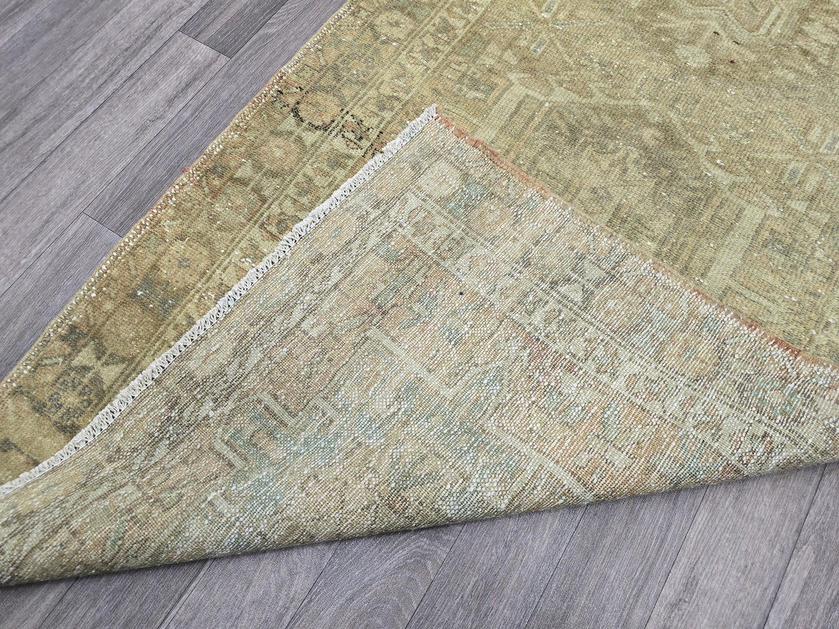 3x11 Antique Heriz Wool Runner Rug for hallway, Kitchen and Aisle Muted earth tone