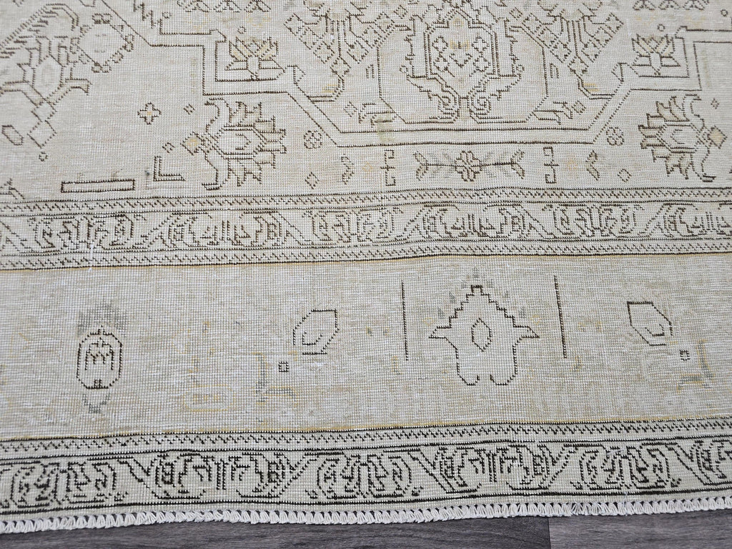 9x12 Vintage Wool Turkish Area Rug Beige Brown