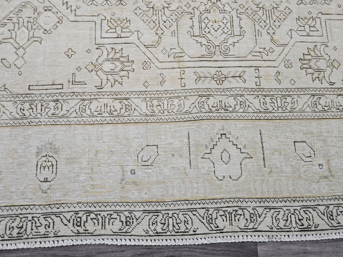 9x12 Vintage Wool Turkish Area Rug Beige Brown