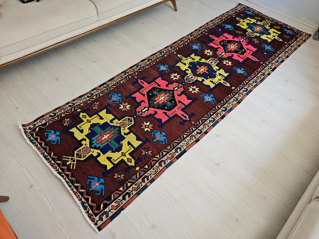 3x10 Wool Vintage  Turkish Runner Rug // 3,28x10 feet