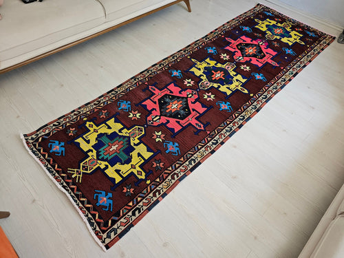 3x10 Wool Vintage  Turkish Runner Rug // 3,28x10 feet