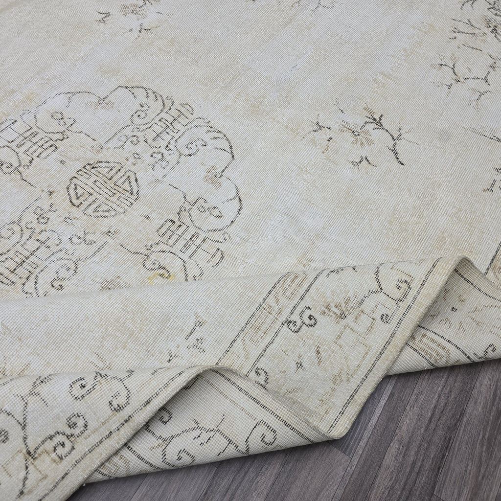 Vintage Oushak Rug 7x10: Hand-Knotted Wool Turkish Area Rug