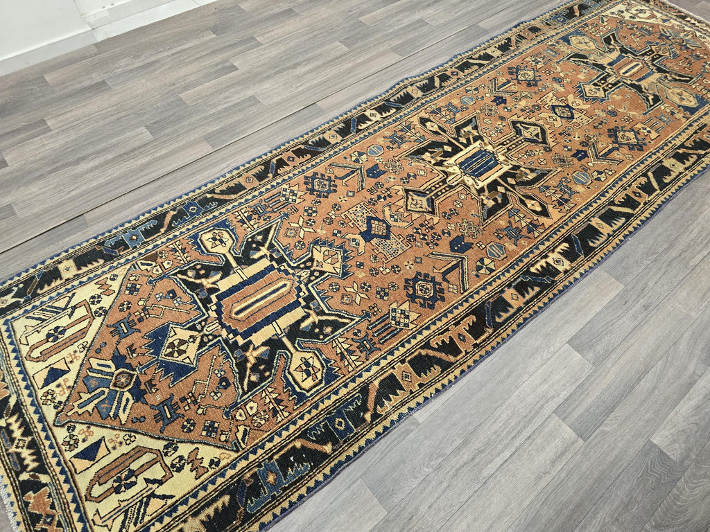 4x11 Vintage Runner rug - Hand Knotted Wool Oushak runner - Terra Cotta Runner for Hallway or Kitchen (3.55x11 ft)