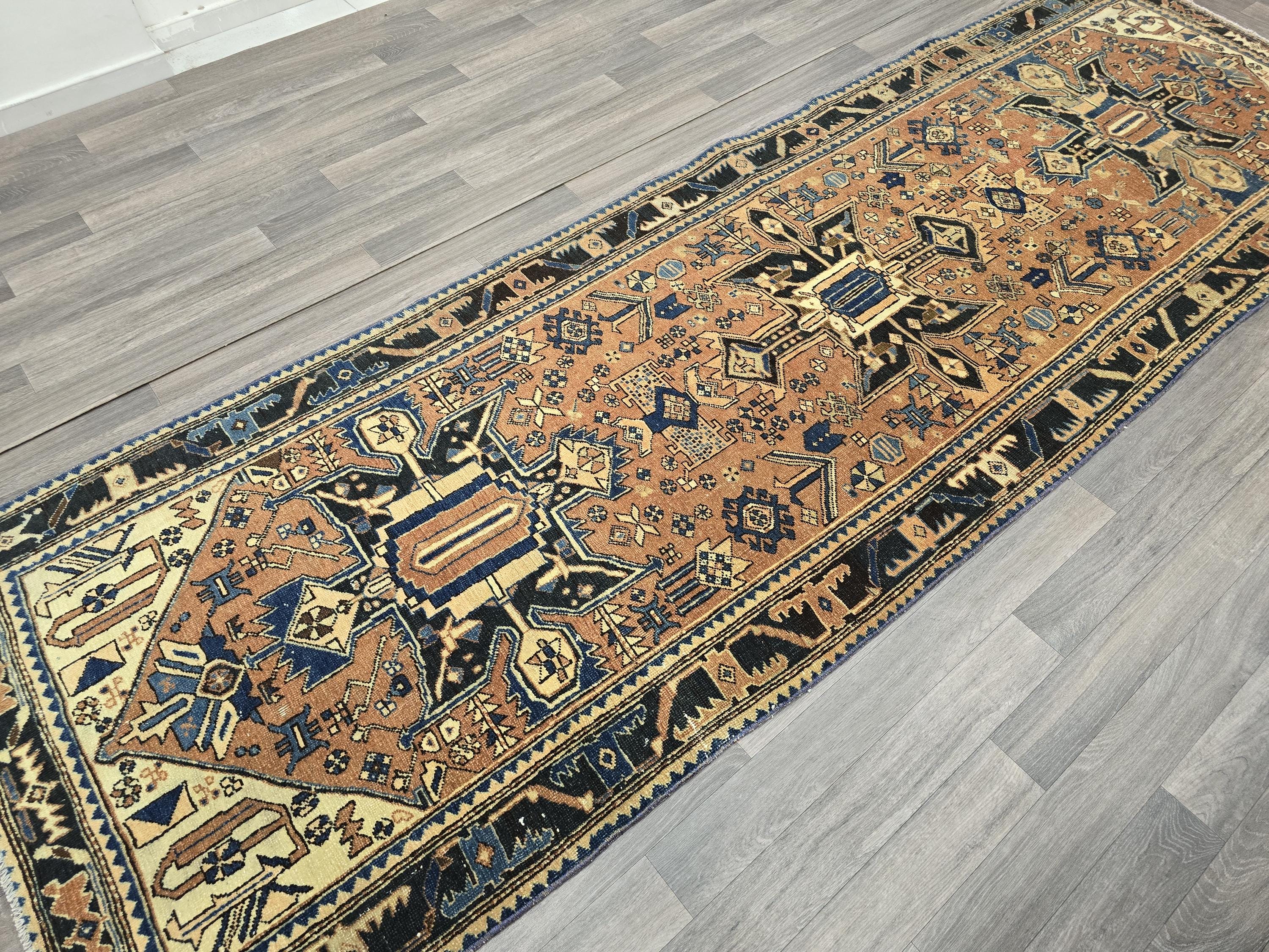 4x11 Vintage Runner rug - Hand Knotted Wool Oushak runner - Terra Cotta Runner for Hallway or Kitchen (3.55x11 ft)