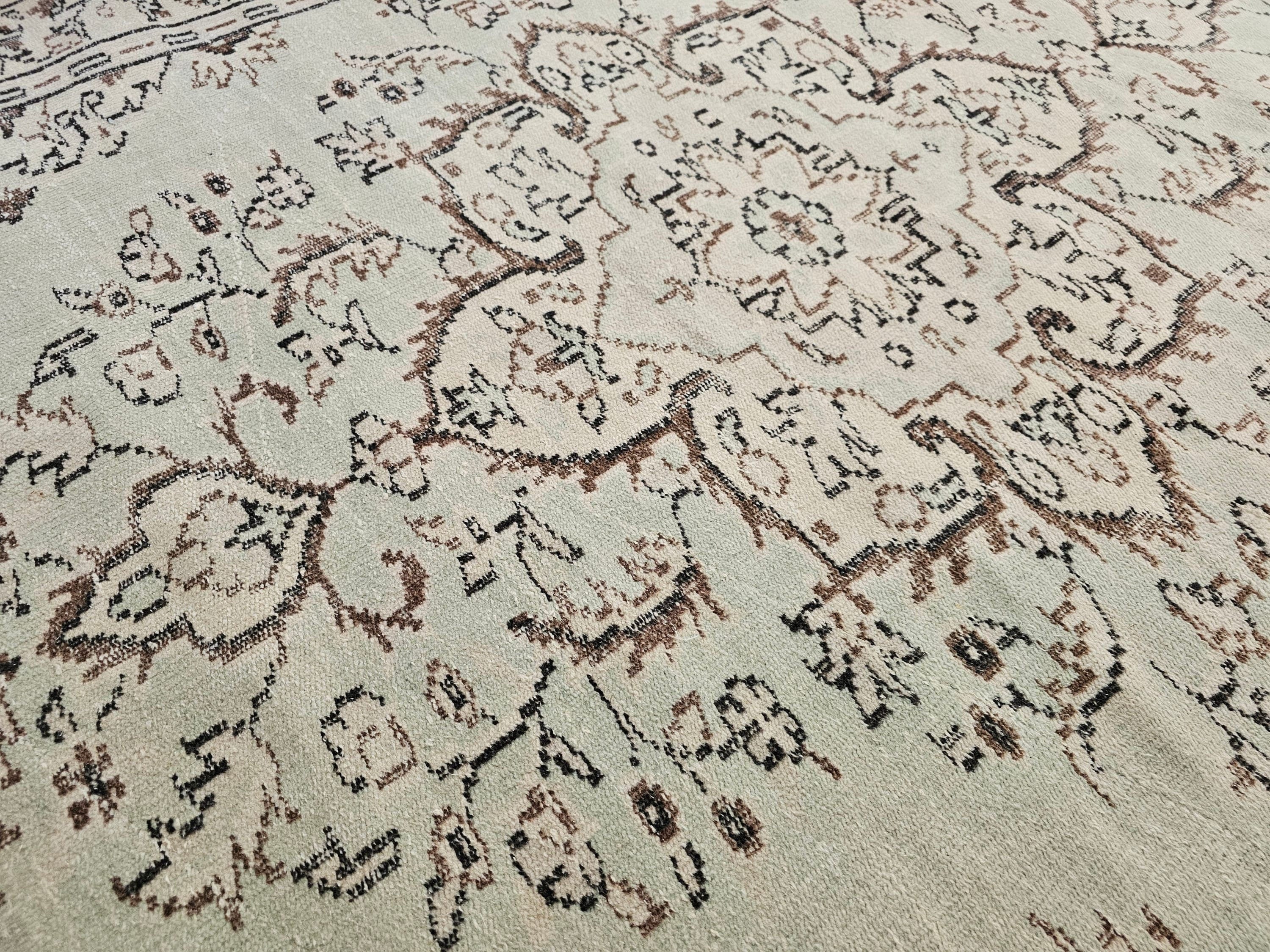 Handmade Wool Turkish Rug: 6x9 Neutral Vintage Area Rug