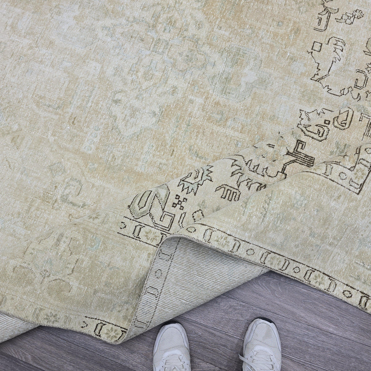 9x12 Vintage Area Rug for Livingroom - Hand Knotted Wool Oushak Carpet - Neutral Boho Decor rug - Authentic Anatolian Rug 9x12 -Handmade Rug