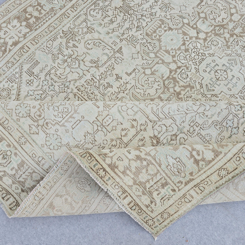 Hand Knotted Oushak Rug: Vintage Turkish Wool Medallion Carpet (7.85 x 10.7 ft.)