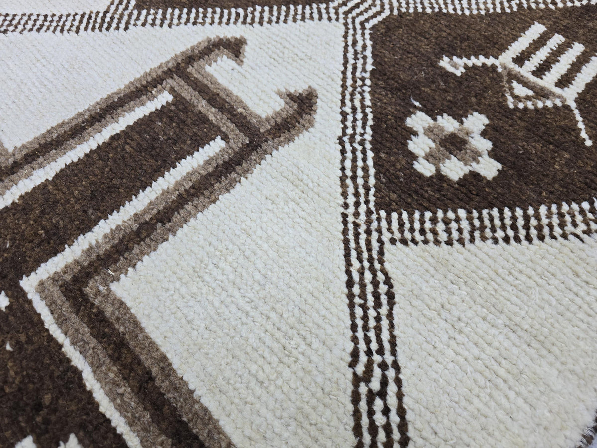 3x12 Neutral Hand Knotted Wool Turkish Runner - High Quality Muted Wool Oushak Runner for Kitchen, Hallway and Entry, Boho Decor rug runner