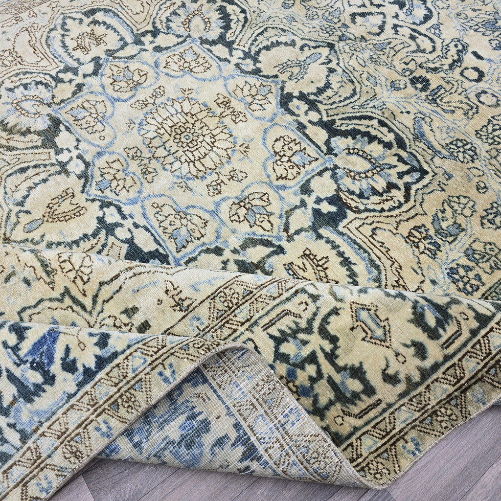 8x11 Oushak Rug: Neutral Turkish Vintage Wool Area Rug