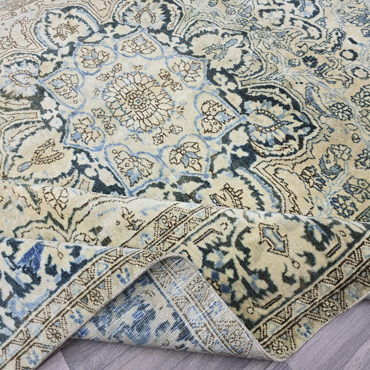 8x11 Oushak Rug: Neutral Turkish Vintage Wool Area Rug