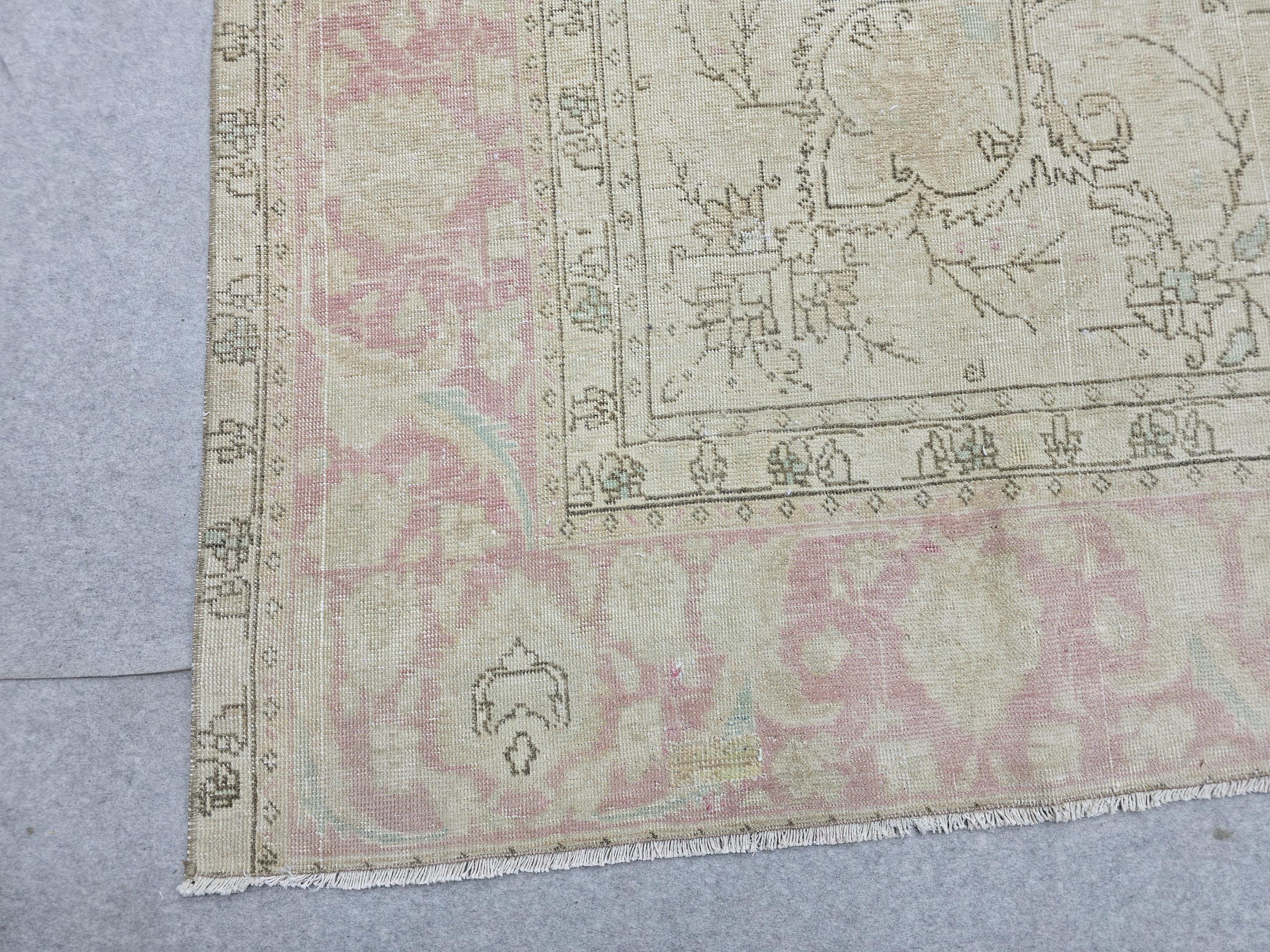 Oushak Rug 9x12 • Sun Washed Cream Blush Wool Turkish Carpet • Quiet Luxury Decor