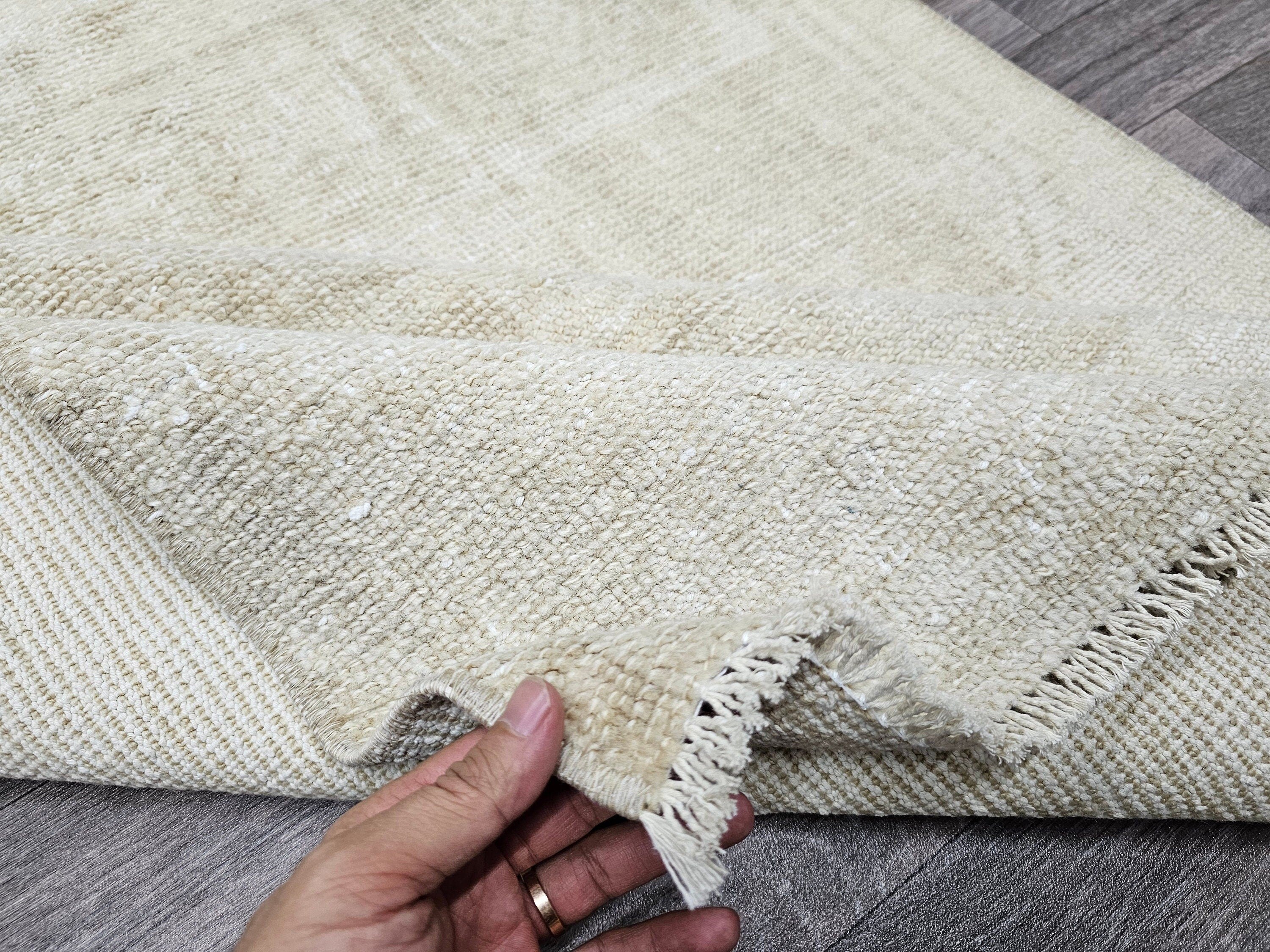 Neutral Oushak Runner Rug: 3x13 Vintage Turkish Hallway Rug