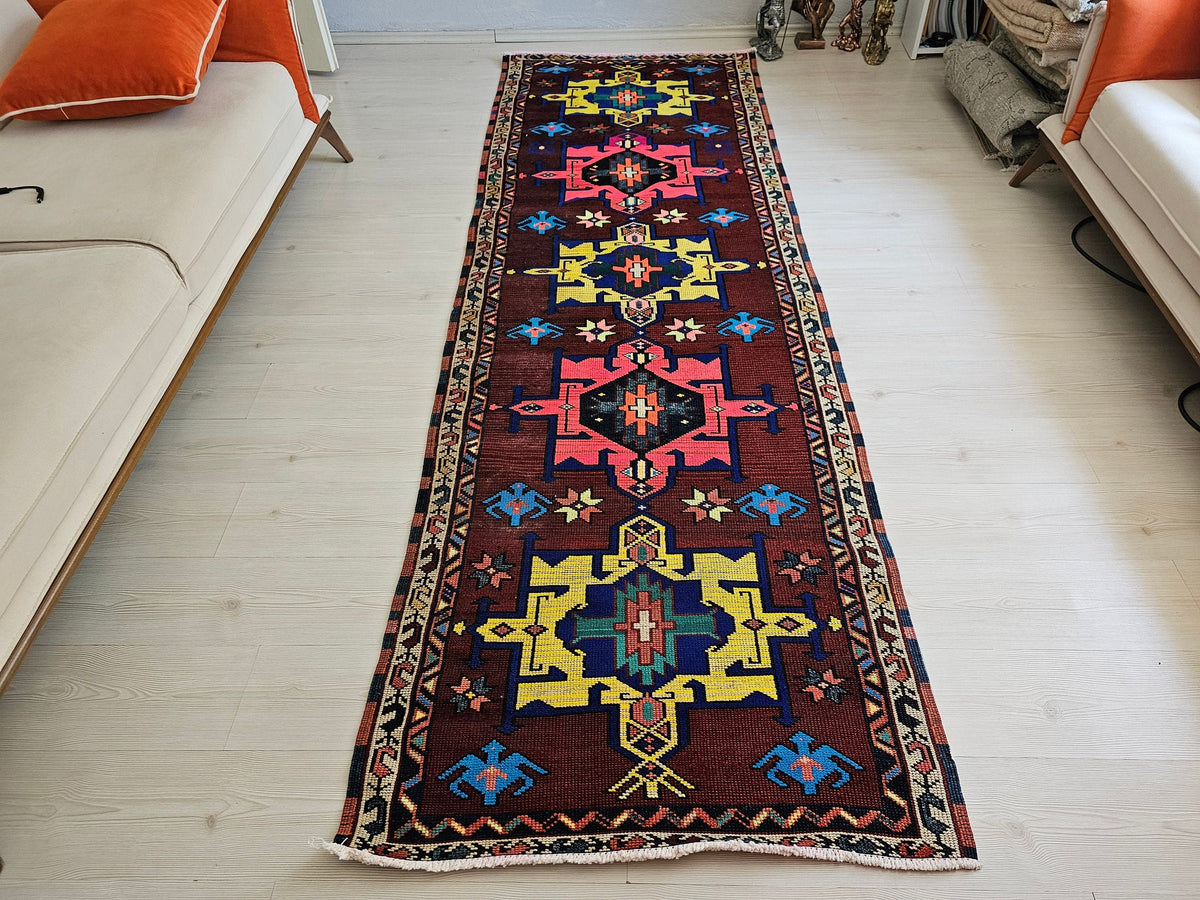 3x10 Wool Vintage  Turkish Runner Rug // 3,28x10 feet