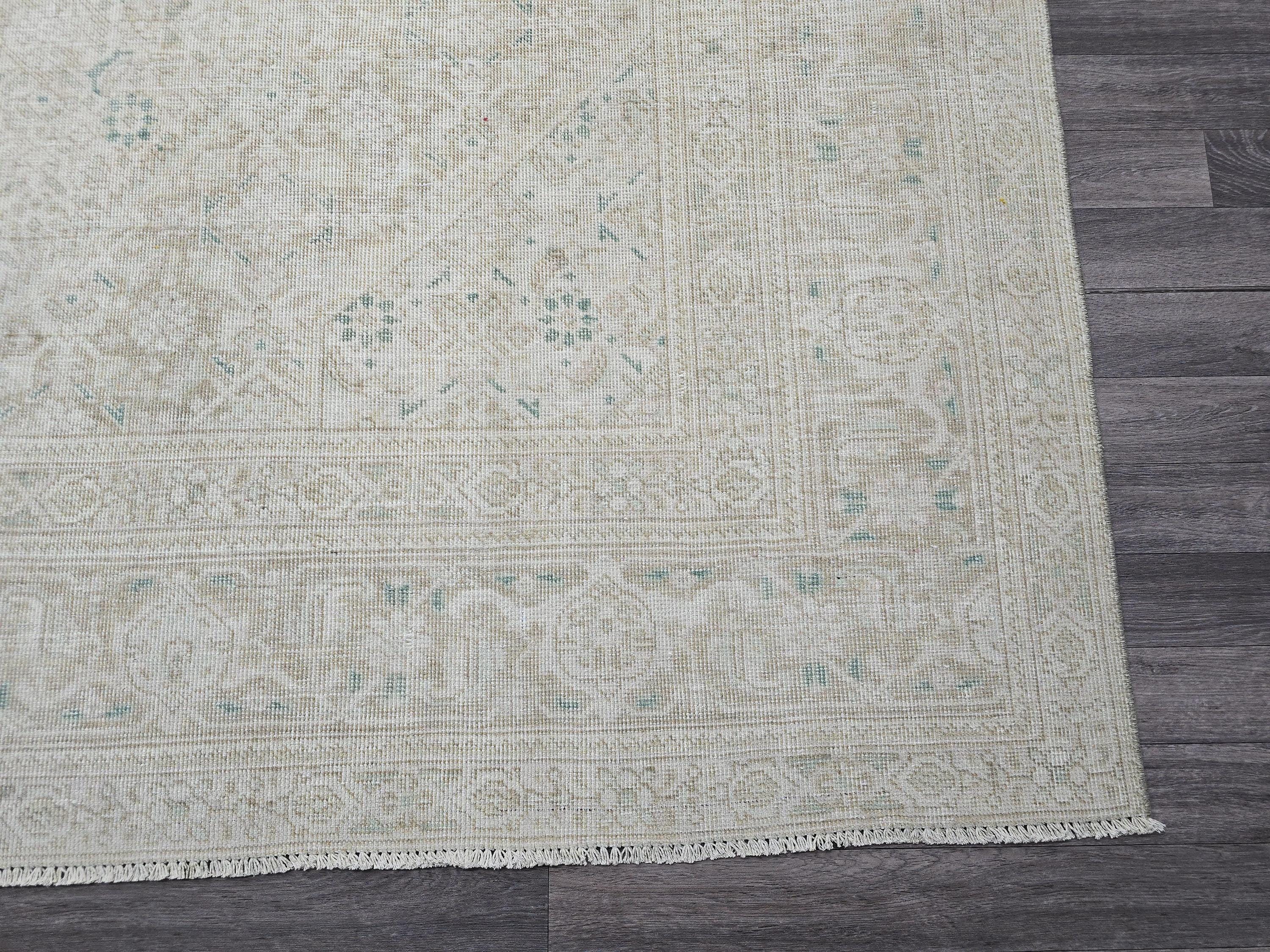 Hand Knotted Wool Oushak Rug: 9x13 Vintage Turkish Area Rug