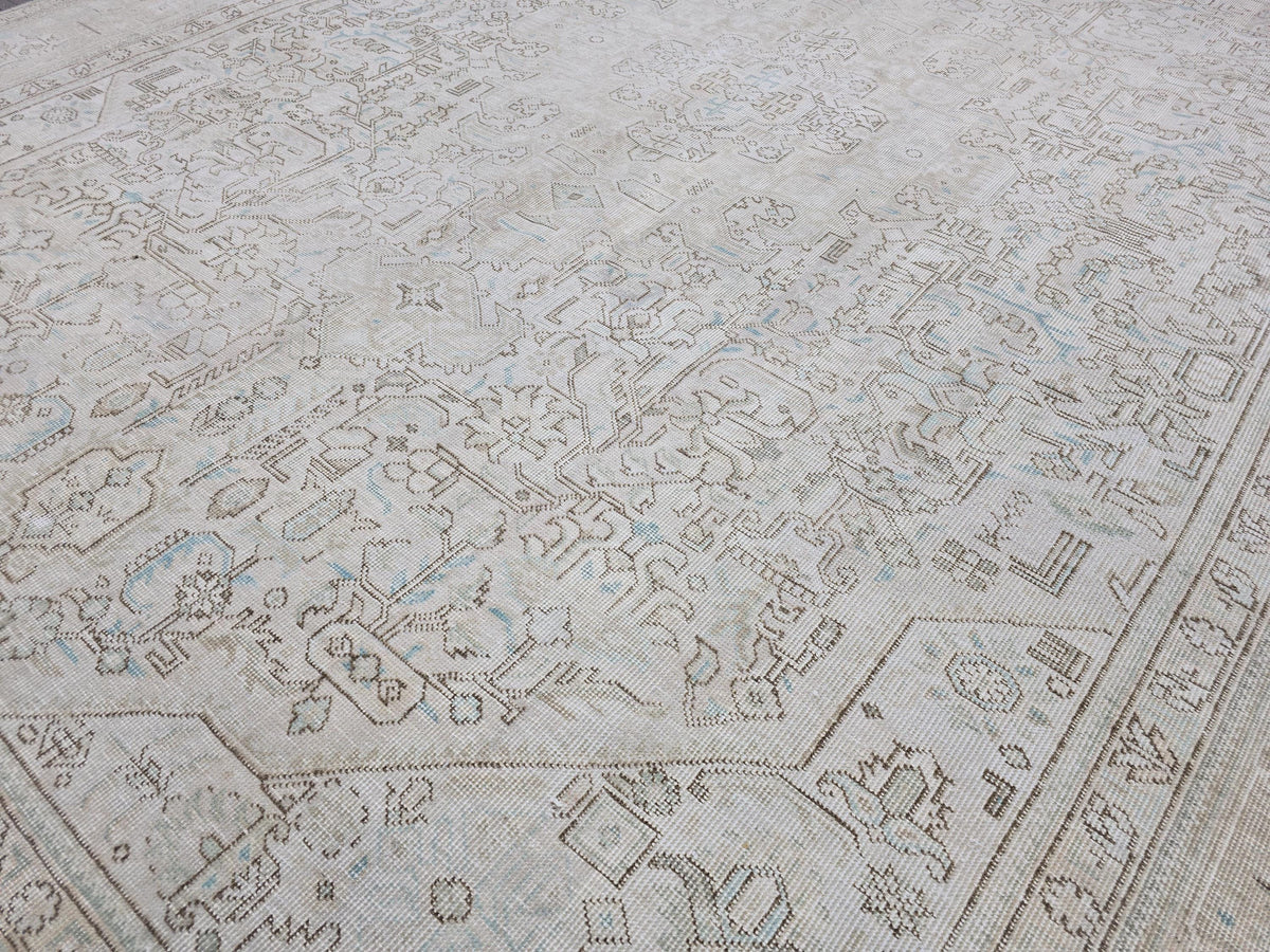 Classic Vintage Neutral Turkish Area Rug //9.60x11.75 feet