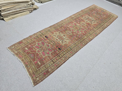 3.5x11 Authentic Vintage Runner Rug - Hand Knotted Wool Runner - Oushak Hallway Runner - Traditional Oriental Wool Rug for Home Decor