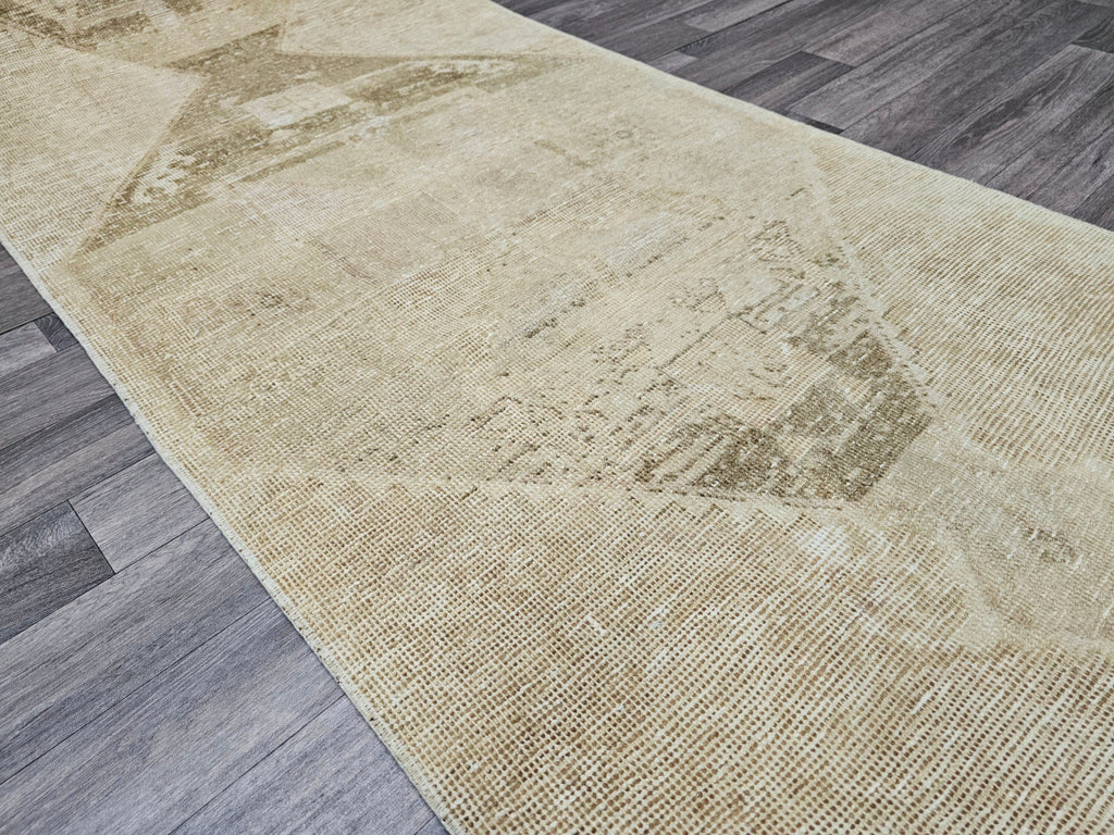 3x12 Vintage Neutral Turkish Runner Rug