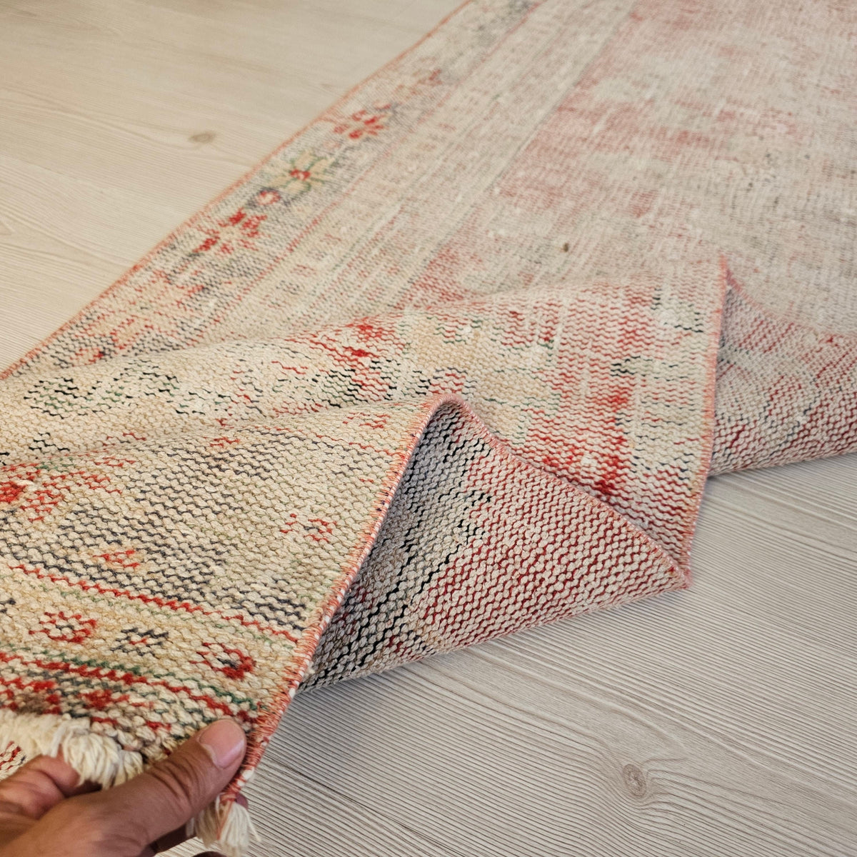 2x9 Vintage Turkish Runner Rug: Muted pastel Color Handwoven Wool Oushak Runner, 9 feet Faded Hallway Rug