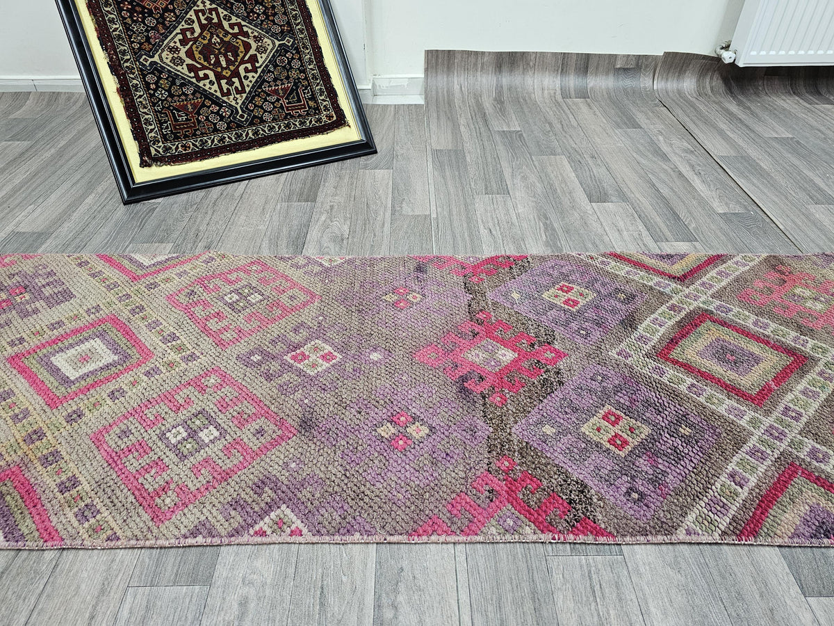 2.25x11 feet Vintage Handmade wool herki Runner traditional