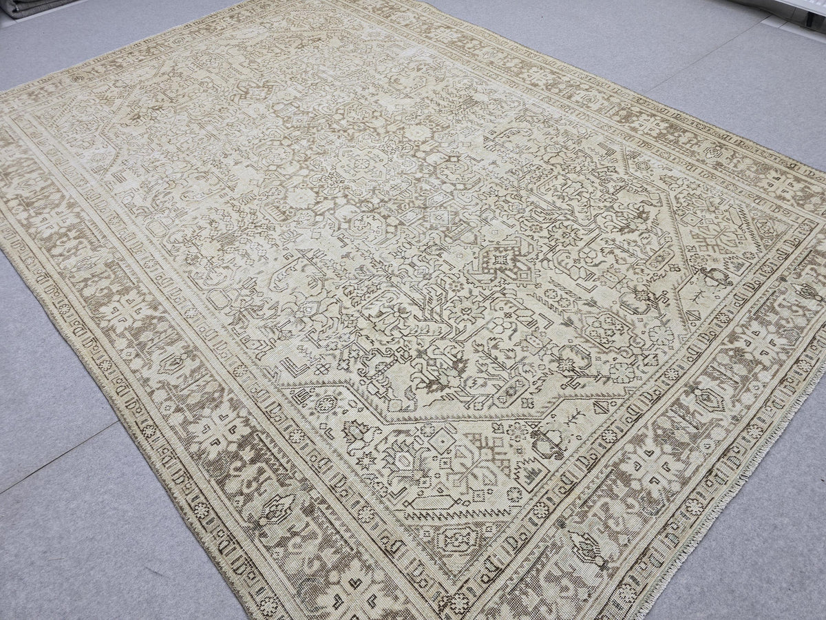 8x11 ft Vintage Turkish Oushak Rug: Hand-Knotted Wool & Cotton Area Carpet