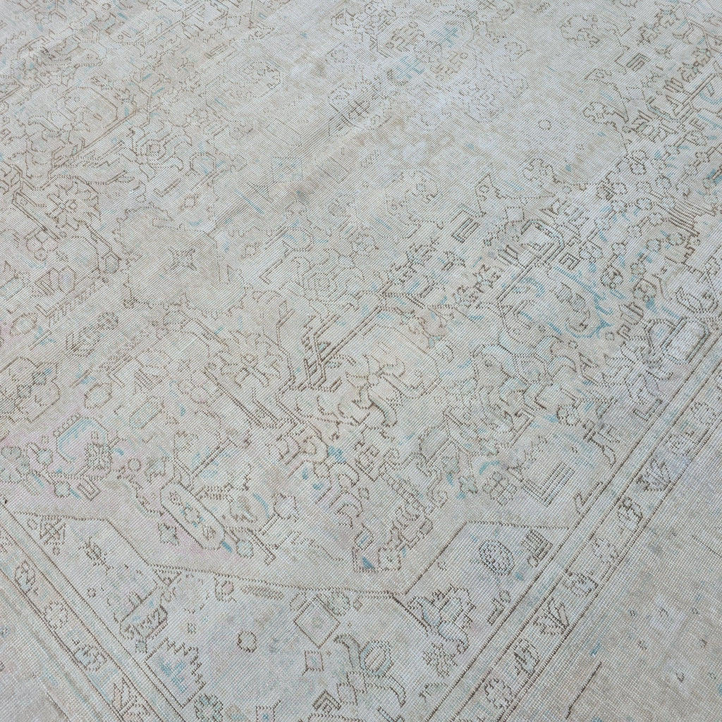 Handmade Oushak Wool Rug: Large Vintage Turkish Area Rug (9.60x11.75 ft)
